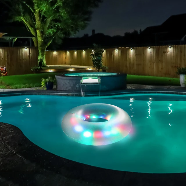 Summer  Swimming Pool Ring Inflatable Floating Row Water Hammock Multi-Color LED Swimming Toys Unisex Beach Party Waterproof Toy 6