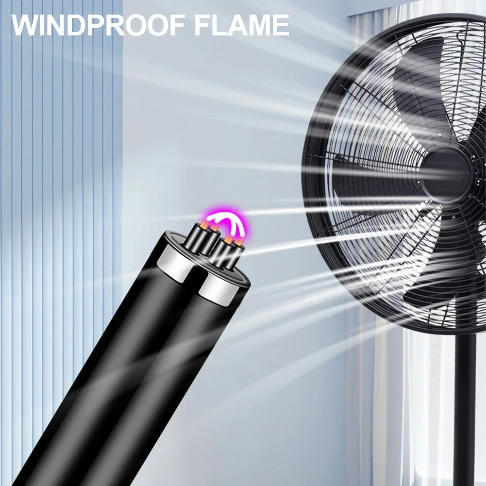 Description Picture 3 of itemUSB Rechargeable Kitchen Lighter Metal Windproof Dual Arc Plasma Lighter Candle Gas Stove Cooking Ignition Gun Electric Lighter