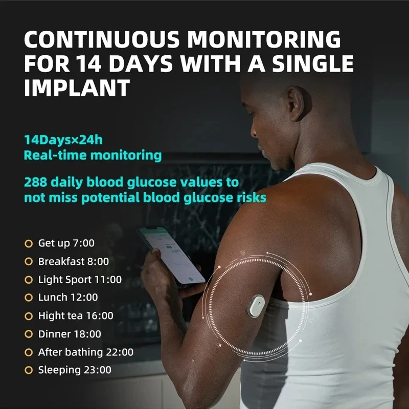 Sibionics Blood Glucose Meter 24h Real Time Monitoring Tester Diabetes Suger Sensor Health Monitors Home Scanner Finger-Free blood glucose monitor