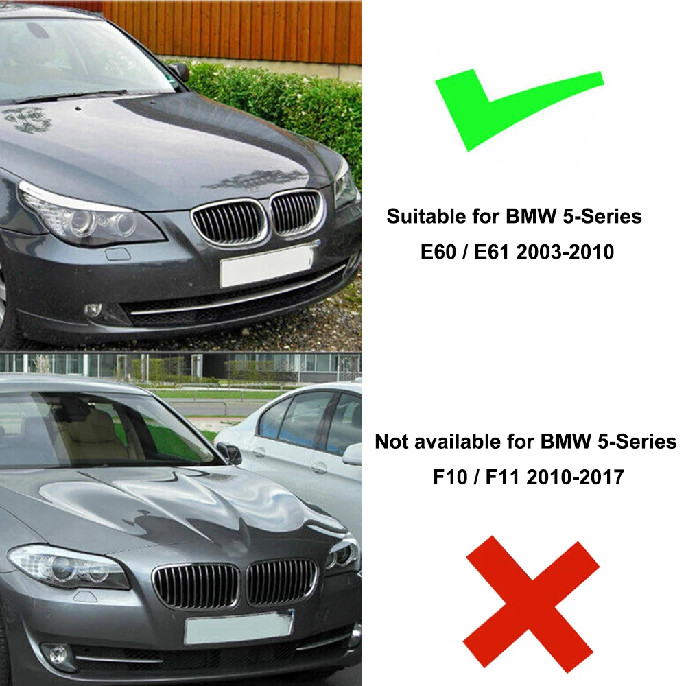 2 sztuki zderzak przedni Grill nerkowy wyścigowy błyszczący/matowy czarny dla BMW E60 E61 M5 seria 2003 2004 2005 2006 2007 2008 2009