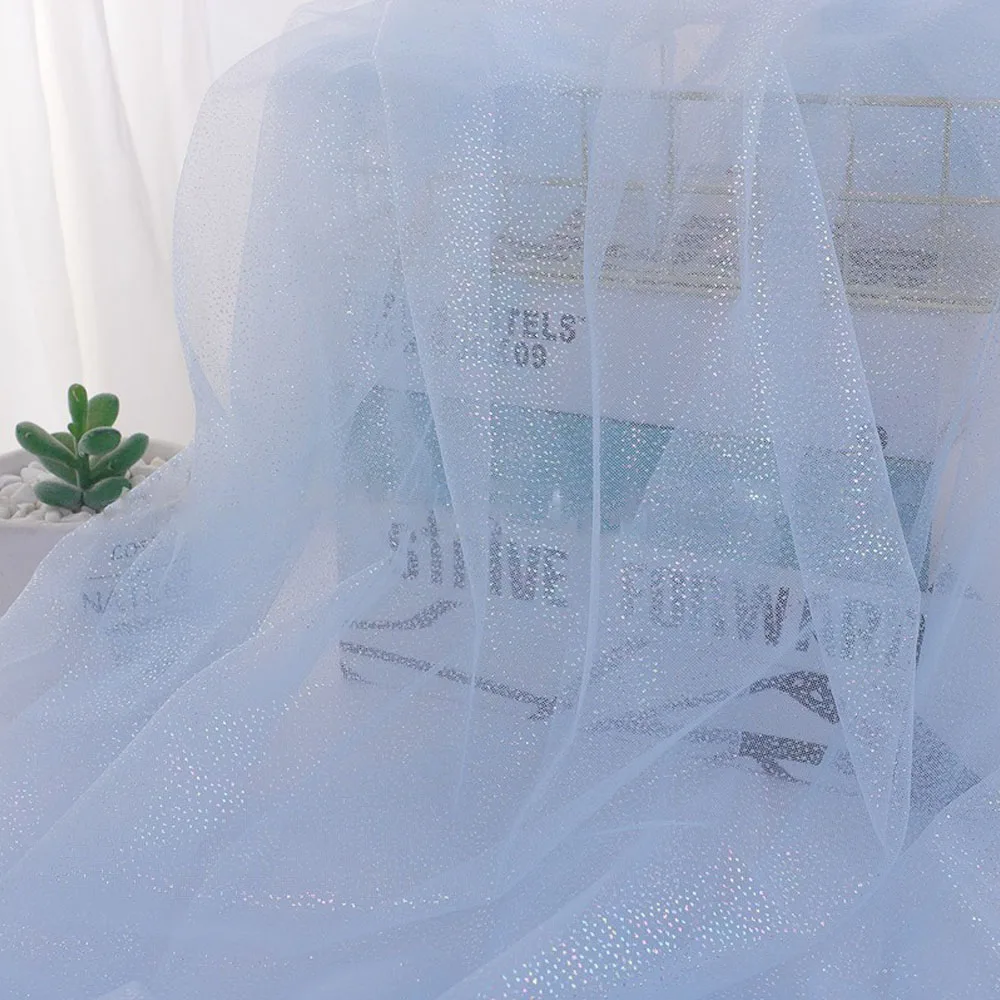 Glitter Tulle Fabric Soft Illusory Rainbow Color Mesh For DIY Girl Skirt Headband Handmade Sewing Cloth Accessory Lace Materials