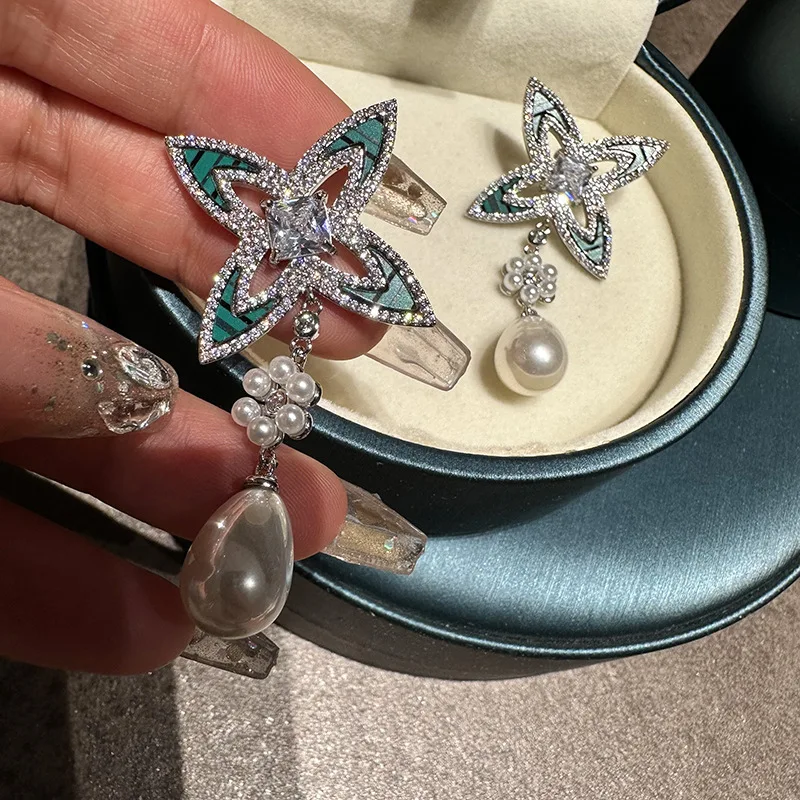 Bilincolor  Hollow Flower Shaped  Pearl Earrings