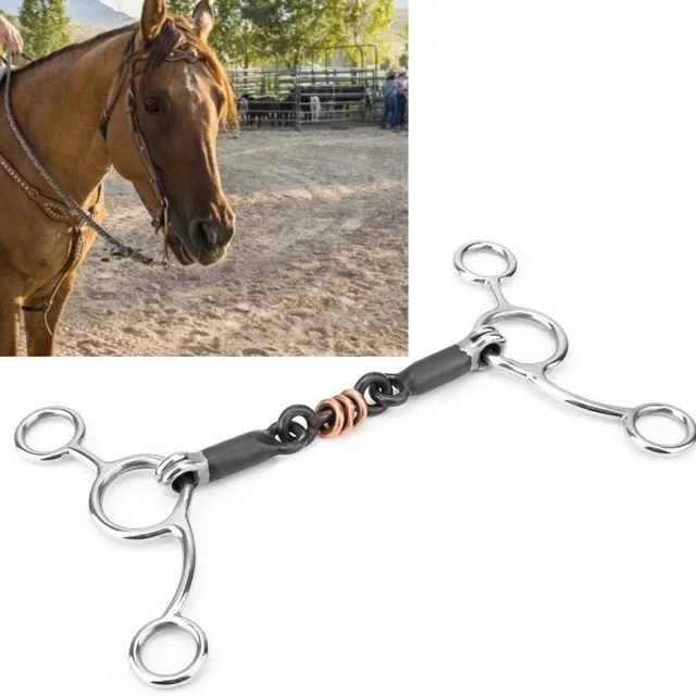 New Horse Bit Stainless Low Leverage Steel Copper Roller Loose Mouth Bit Copper Winding Stiff-Bit Copper Wire Wrapped Mouth 2