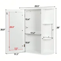 Modern Bathroom Cabinet Storage Organizer Single Door Wall Mount with Mirror 2