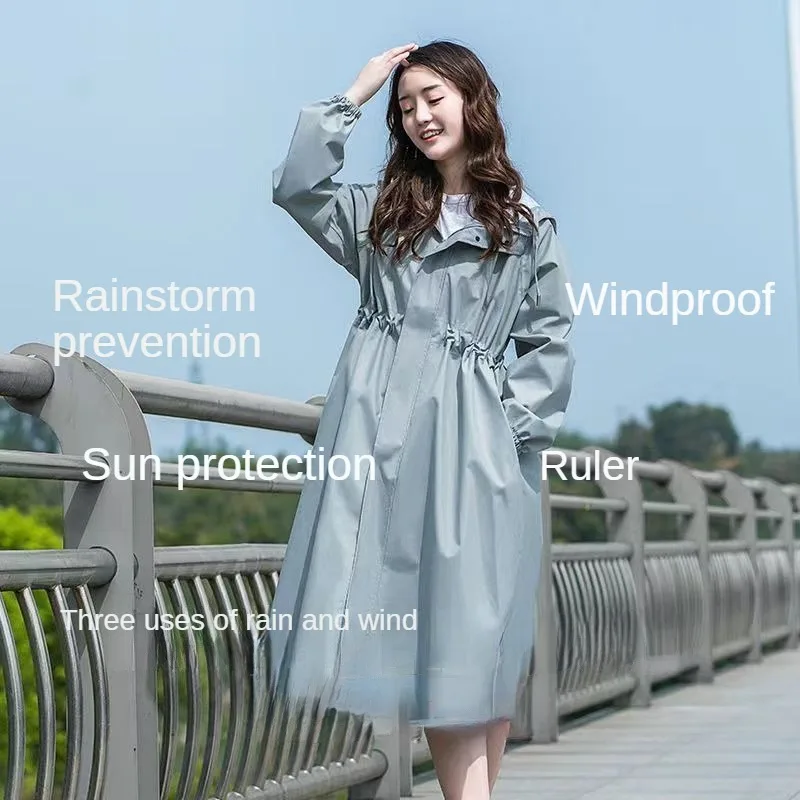 Raincoat for Women Fashionable  Waist-slim Slim  Portable  Long Full-body Rainproof Single Adult Waterproof Coat