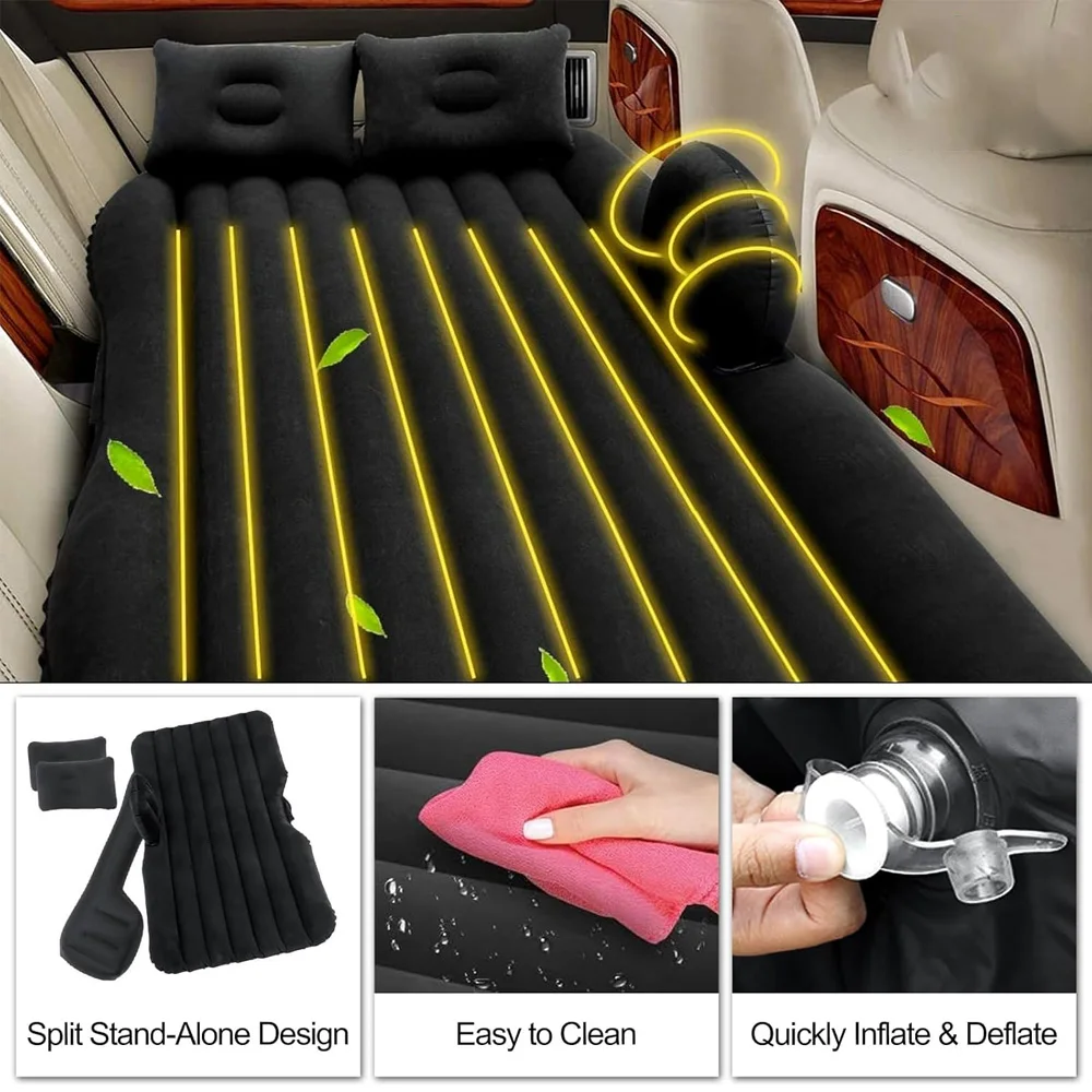 Car Travel Bed Inflatable Travel Bed Home Outdoor Camping Mat Rear Flocking Plus Multifunctional Air Mattress Interior Accessory