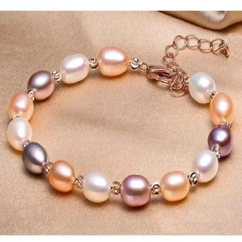 New Fashion Purple Pearl Bracelet for Women Crystal Beads Pink Pearls Adjustable Size Bracelet Nice Jewelry Gifts