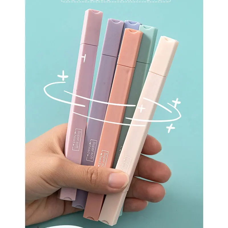 6 PCS Double Side Highlighter Pens Set Kawaii Colored Manga Markers Pastel Stationery Scrapbooking School Supplies highlighter marker highlighter pen marker pen