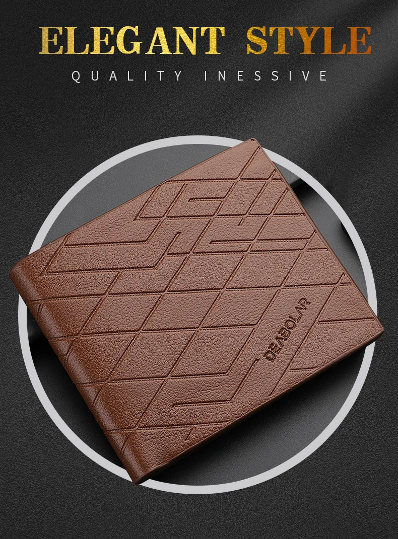 New Simple Stripe Embossing Leather Wallet Three-fold Leather Multiple Card Slots Card Holder Coin Wallet 5