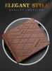 New Simple Stripe Embossing Leather Wallet Three-fold Leather Multiple Card Slots Card Holder Coin Wallet 5