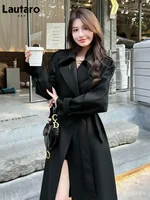 Manteau long trench Lautaro printemps-automne pour femme avec ceinture, manches raglan, élégant, haute qualité, chic, vêtements de créateur de luxe 2026 6