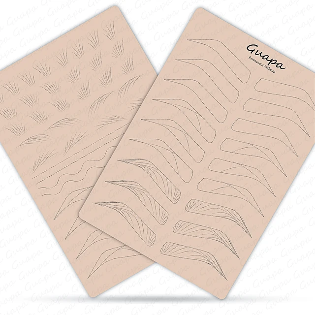 1PC Asia Eyebrow Hair Stroke Pattern Pad Both Side Print Design Synthetic Skin Rubber Plate for