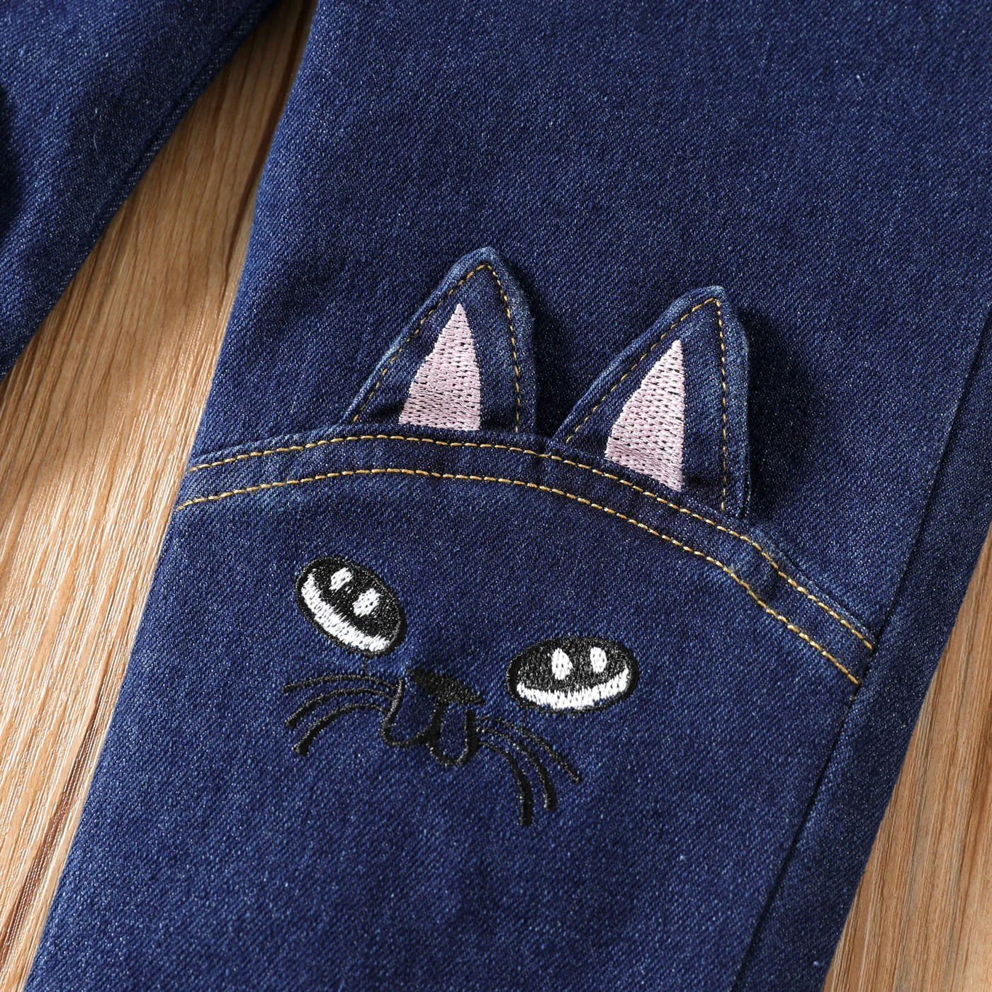 Girls Pants Girls Trousers Kids Pants PatPat Casual Jeans For Girl Kids Cute Cat Design Spring and Autumn