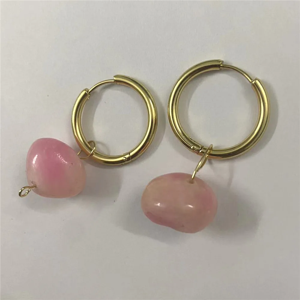 Earrings Fashion Gold Color Metal Carving Pattern Inlaid Moonstone Drop Earrings for Women Jewelry