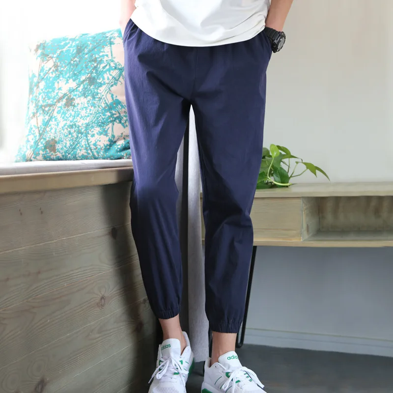 Men's Slim Fit Cotton Joggers - Summer Lightweight Ankle-Length Pants