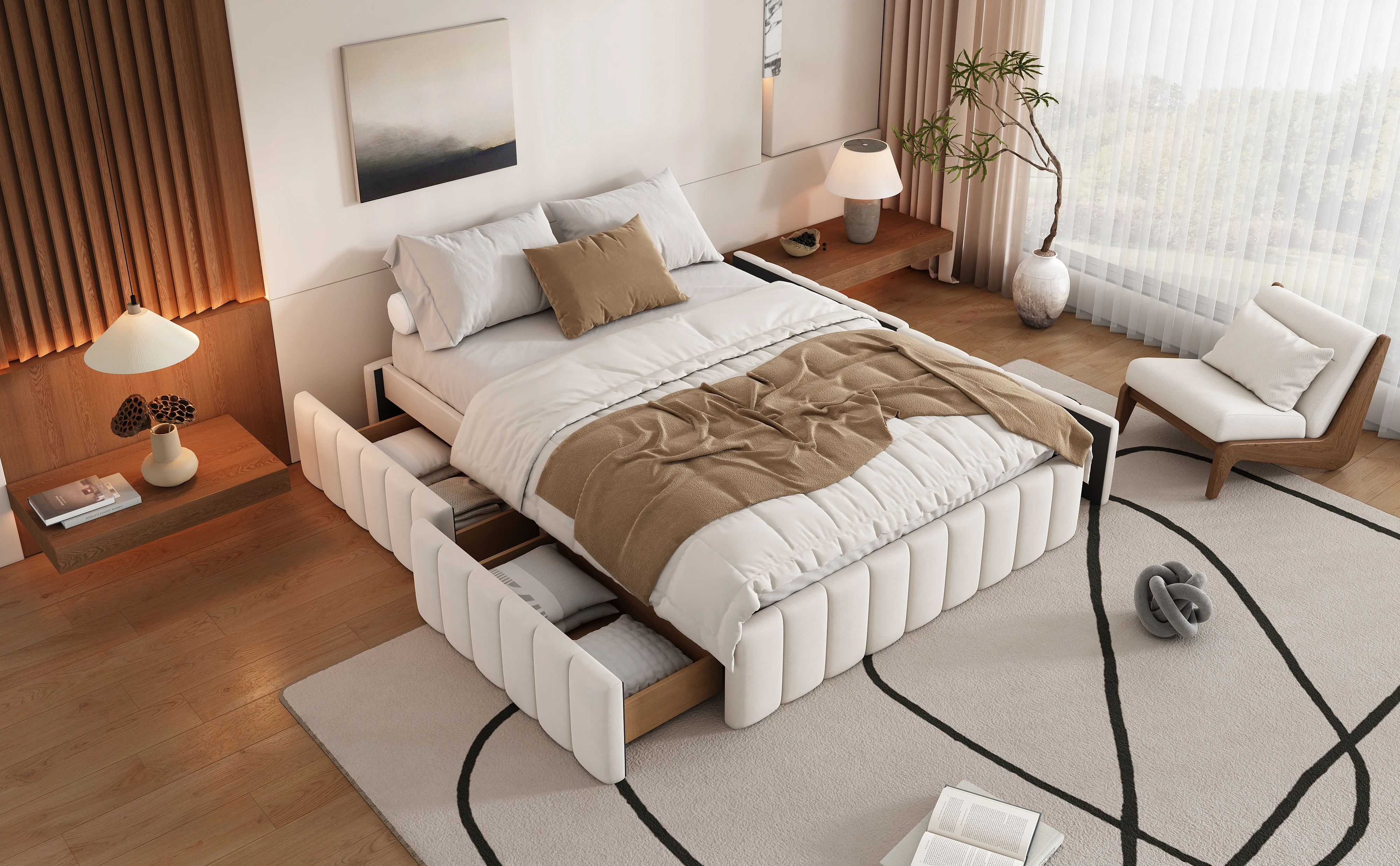Polsterbett 140 x 200 cm, Bettgestell, Einzelbett, Doppelbett, Designerbett mit Lattenrost (ohne Matratze), Bettgestell – Detail 17