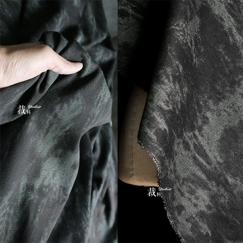 

Splash-Ink Twill Thick Smoke Rendering Cotton Fabric Tie-Dyed Coat & Trousers Men's and Women's Clothing Designer Fabric