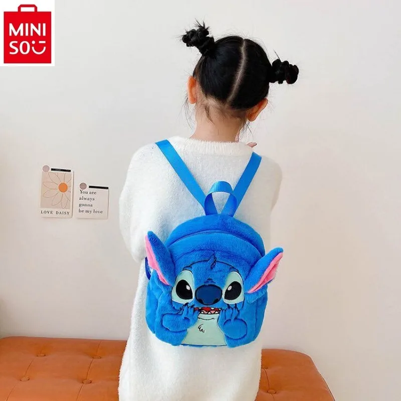 miniso-disney-cartoon-cute-stitch-plush-student-campus-sweet-storage-backpack-children's-backpack