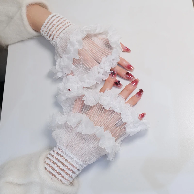 Attrezzatura fotografica per unghie Polso a rete corta Maniche finte Manicure Polsino falso decorativo Articolo in tulle Nail art Scatta foto di sfondo - immagine 4