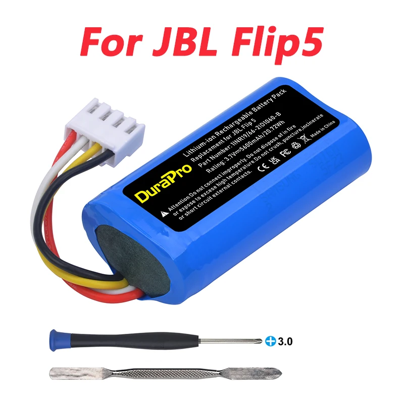 Batteria Ricaricabile Durapro 5600Mah Per Altoparlante Jbl Flip 5, Flip 5 Altoparlante Bluetooth 1Inr19/Screwdriver Cacciavite Gratuito