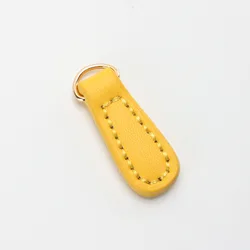 Genuine Leather Zipper Pulls - Set of 5 Premium Accessories - 5PCS (Yellow)