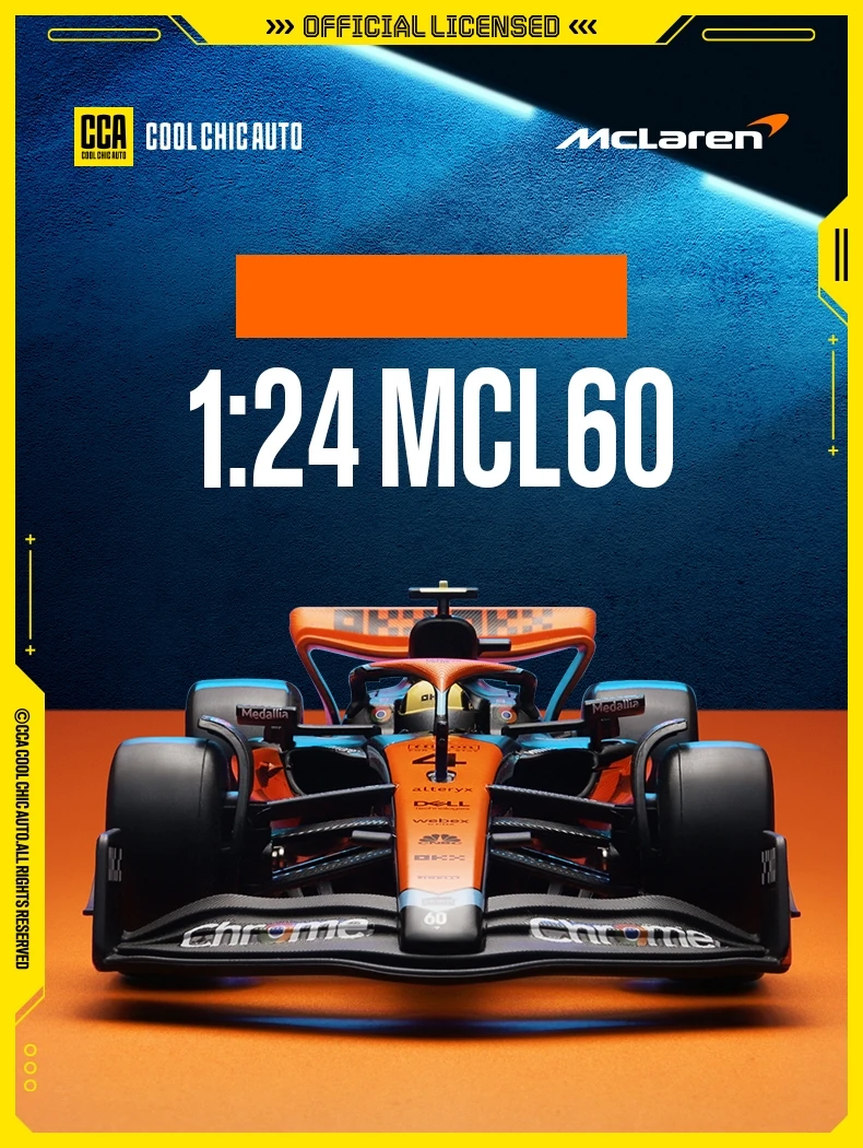 McLaren MCL60 2023 F1 Yarış Aracı 1/24 Ölçekli CCA Diecast Model Araba 