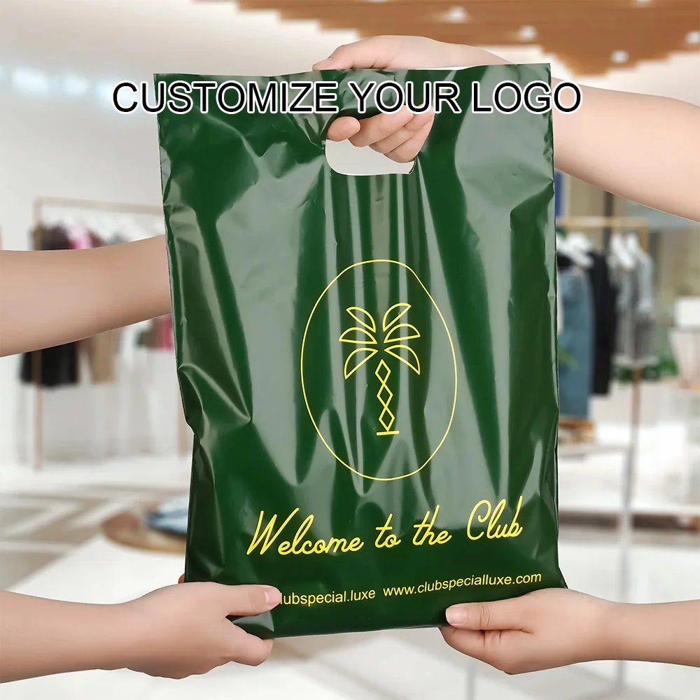 

Customized Printing Plastic Die Cut Plastic Shopping Bag gift Bag Plastic Merchandise Bags