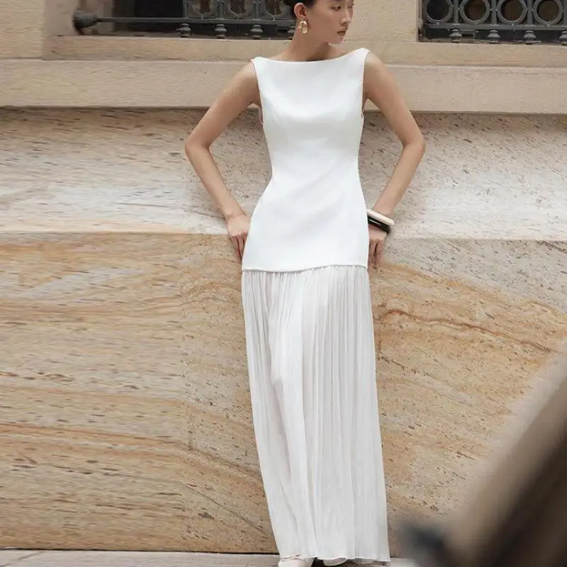 Newest Formal Evening Dresses Sexy Backless Sleeveless Bridal Dress Elegant Floor-length Simple Wedding Dresses Customized 4