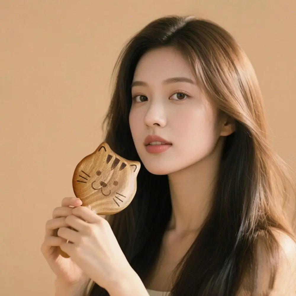 New Sandalwood Sandalwood Hair Comb Anti Static Cat Shaped Hair Comb Wooden Massage Comb Hairbrush