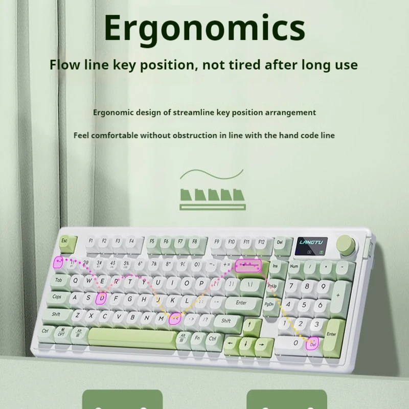 Ls99 음소거 키보드 마우스 세트, 기계식 핸들, 무선 블루투스, 3 가지 모드 98, RGB 라이트 개스킷 충전, 게임 사무실 선물