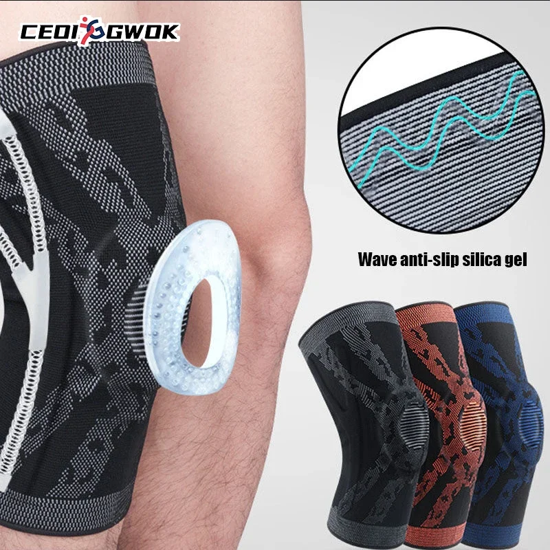 

CEOI GWOK Sports Knee Pads Breathable Wrap Ankle Support Pressurized Silicone Anti-collision Protection Patella Outdoor