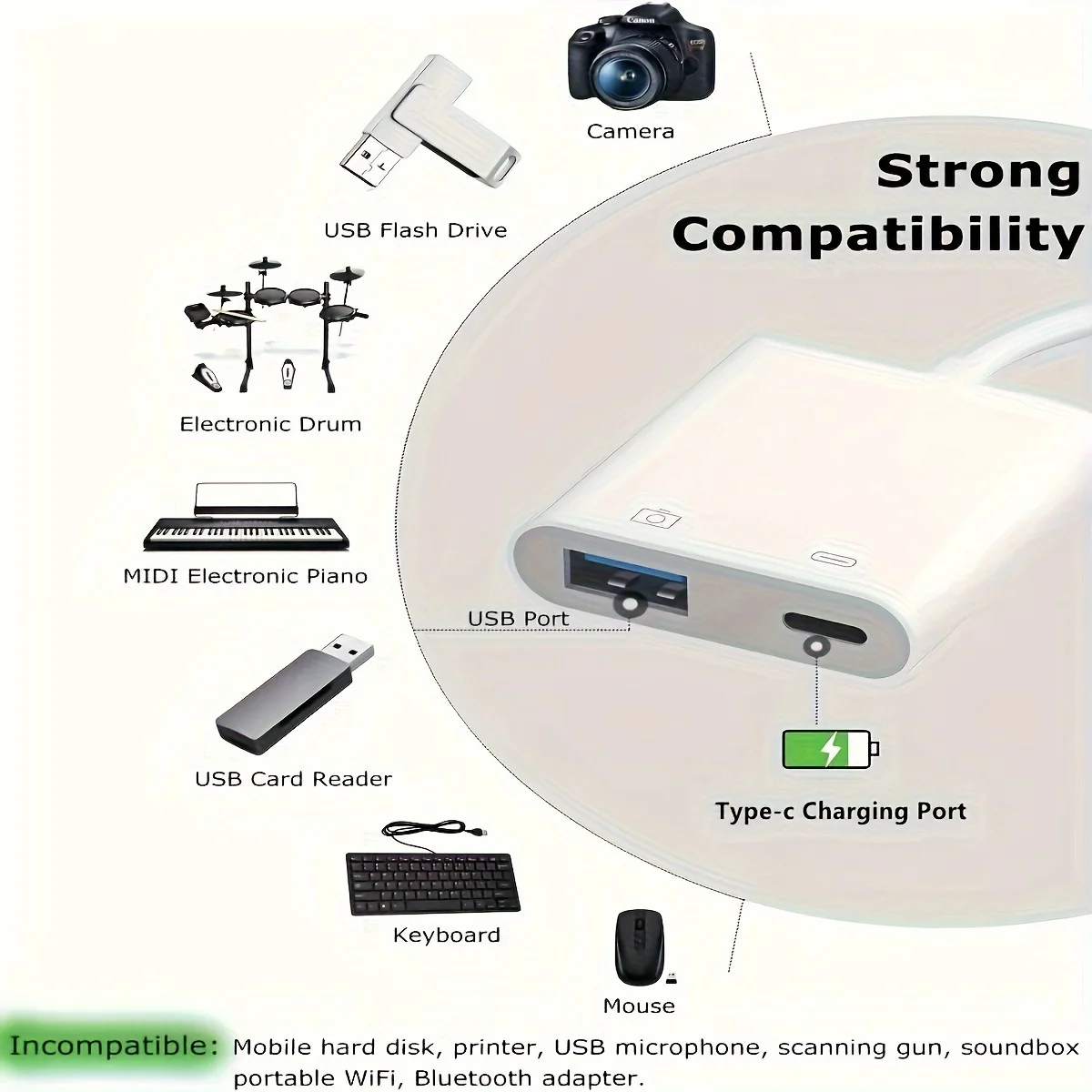Versatile 2-in-1 Type-C Lightning OTG Adapter and USB 3.0 Converter