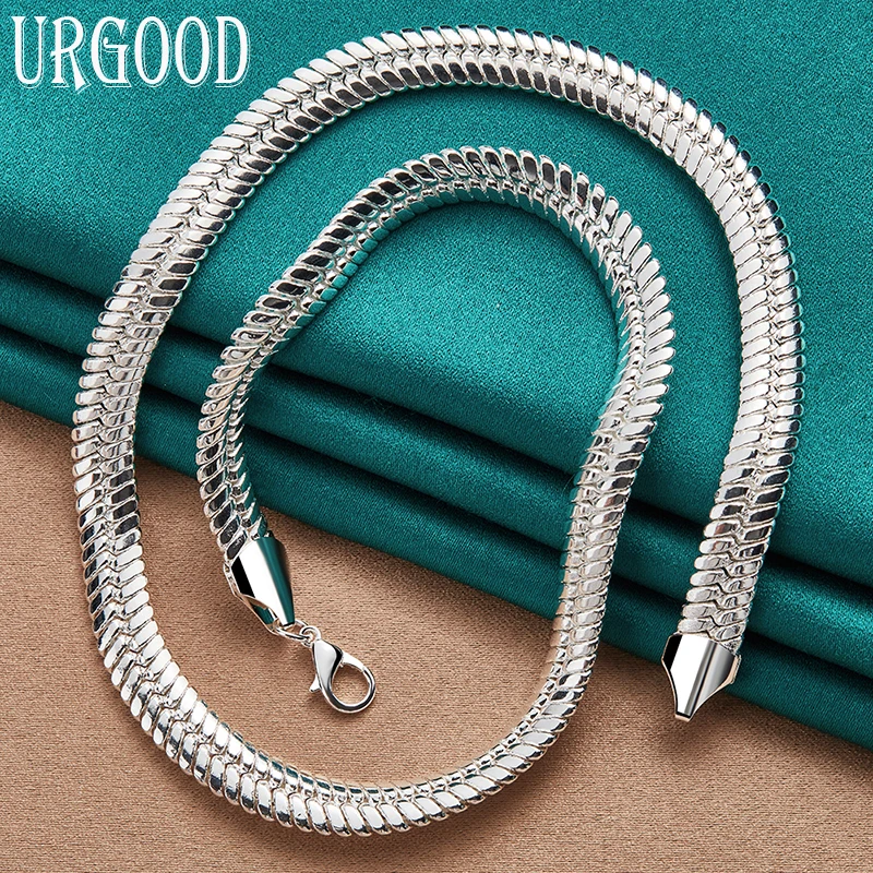 

925 Sterling Silver 10mm Side Snake Chain Necklace 20 Inch For Women Party Engagement Wedding Fashion Jewelry
