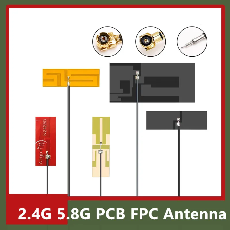 10개 고이득 10dbi 내장형 FPC PCB 안테나 2.4G 5.8G 내장형 2.4GHz 5.8GHz 유연한 보드 패널(U.fl SMA 연결 포함)