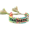 Boho tissé broderie amour poignet tricoté Bracelets d'enveloppement corde à la main tissage tressé glands ethnique femmes hommes bijoux