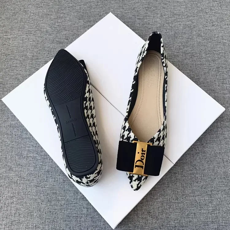Summer 2024new Fashion Women's Shallow Mouth Casual Female Sneakers Slip-on Flats Bow-Knot Pointed Toe Moccasins Modis Slip