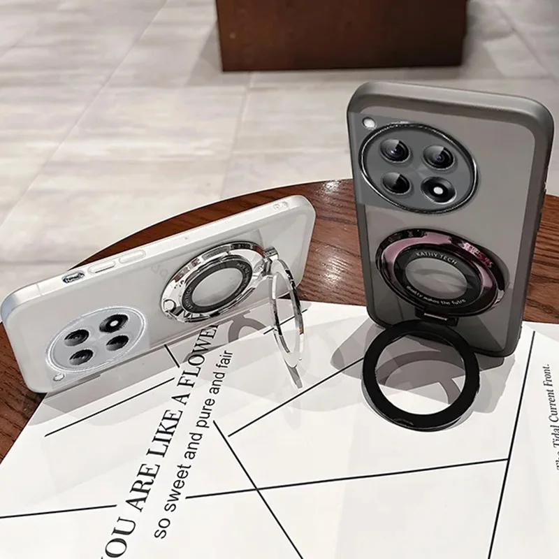 MagSafe Magnetic Silicone Stand Holder Clear Case Cover