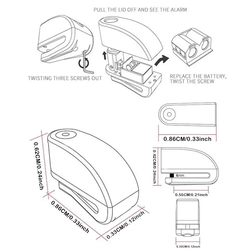 Waterproof Anti-Theft Motorcycle Disc Brake Alarm Lock with Bag and Reminder Rope - Free Shipping