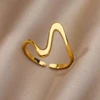 Bagues en acier inoxydable 316L pour femmes, couleur or, anneau ouvert géométrique multicouche, Vintage, étanche, bijoux esthétiques de mariage, cadeau