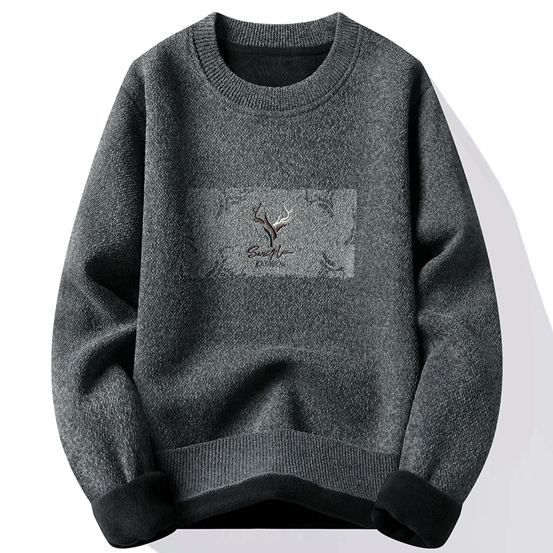 Mens Fleece Sweater Thickened Pullover Fleece Lined Autumn Winter Crew Neck Jumpers Fashion Knitwear turtleneck sweater basic sweater jacquard sweater