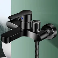 Chrome ทองเหลืองก๊อกน้ําอ่างล้างหน้าติดผนังร้อนเย็น Dual Spout TAP สําหรับห้องน้ํา Splitter อาบน้ําอ่างล้างหน้า 2