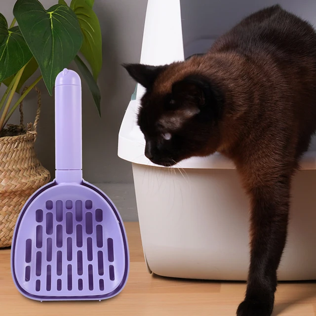 1Set Cat Litter Scoop with Holder Large Capacity Shovel Smooth Surface Easy Filter Portable Pet Litter Cleaning Accessory 2