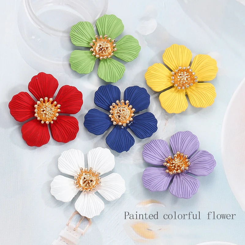 26mm Colorful Eco-friendly Spray Paint Flower Flatback Diy Flower Handmade  Crafts Metal Free Shipping Candy Color Accessories - Charms - AliExpress