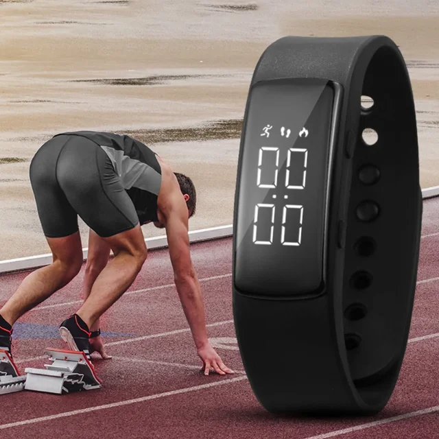Electronic Smart Sports Pedometer Timing Vibrating Alarm Clock Luminous Waterproof LED Electronic Bracelet T8