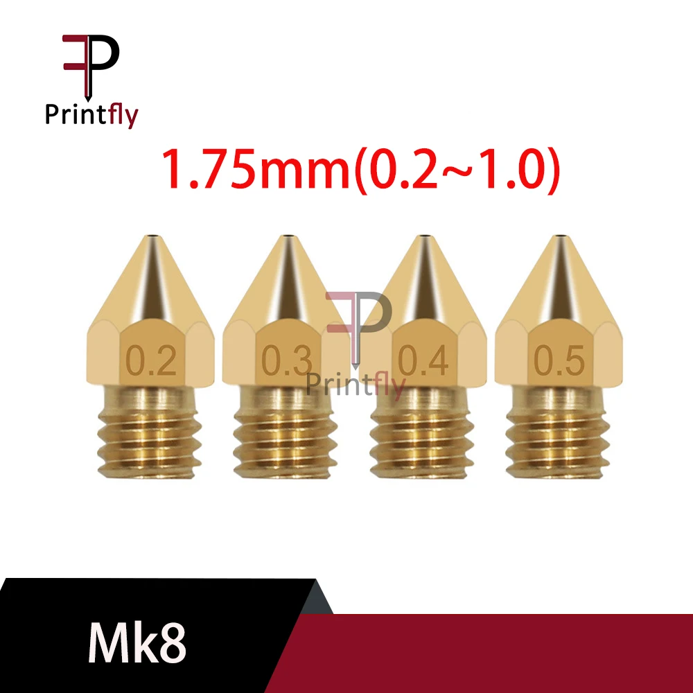 

MK8 Brass Nozzle 0.1MM 0.2MM 0.3MM 0.4MM 0.5MM Extruder Print Head Nozzle For 1.75MM CR10 CR10S Ender-3 3D Printer Accessories