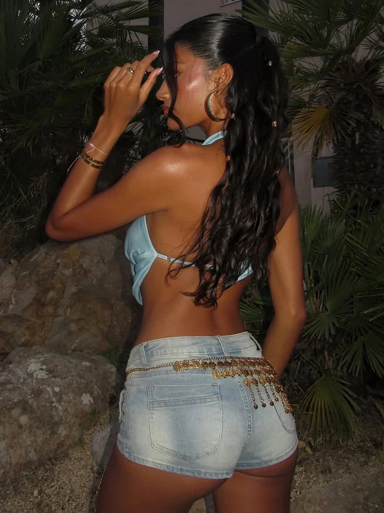 Nibber Satin Silky Seashell Halter Camisole Women Backless Swing Collar Midnight Clubwear Skinny Beach Vacation Sexy Tank Tops