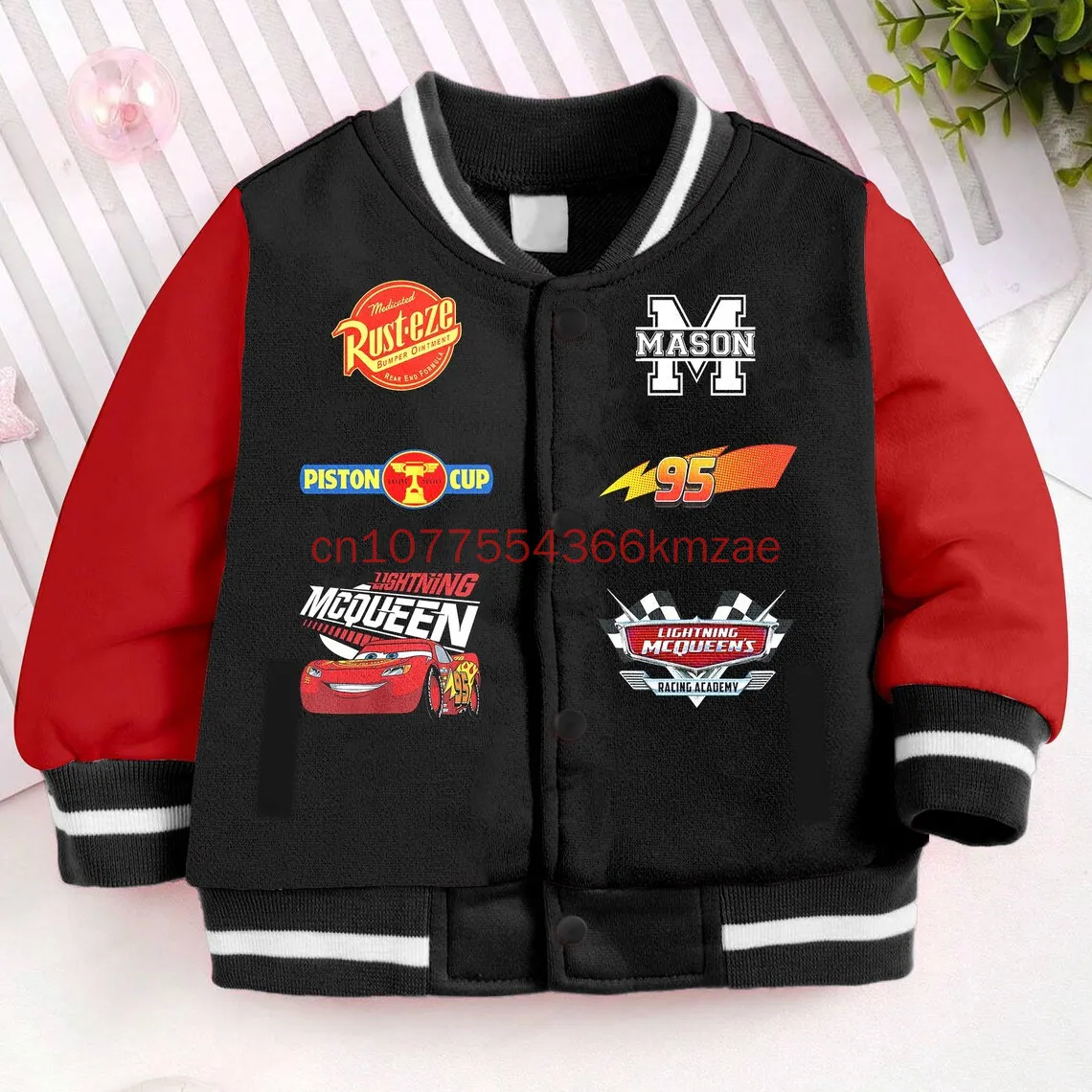 New Name Lightning McQueen Car Kids and Youth Baseball JacketAutumn Baseball Uniform Academy Cardigan Jacket Kids Clothes