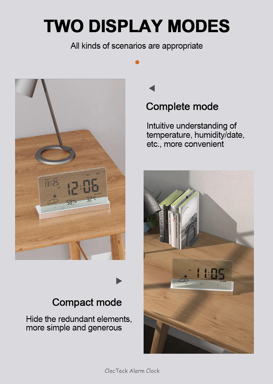 Description Picture 3 of itemCreative Transparent Digital Clock Temperature/Humidity/Date/Weather Display Electronic Table Alarm Clock Desktop Decor Ornament