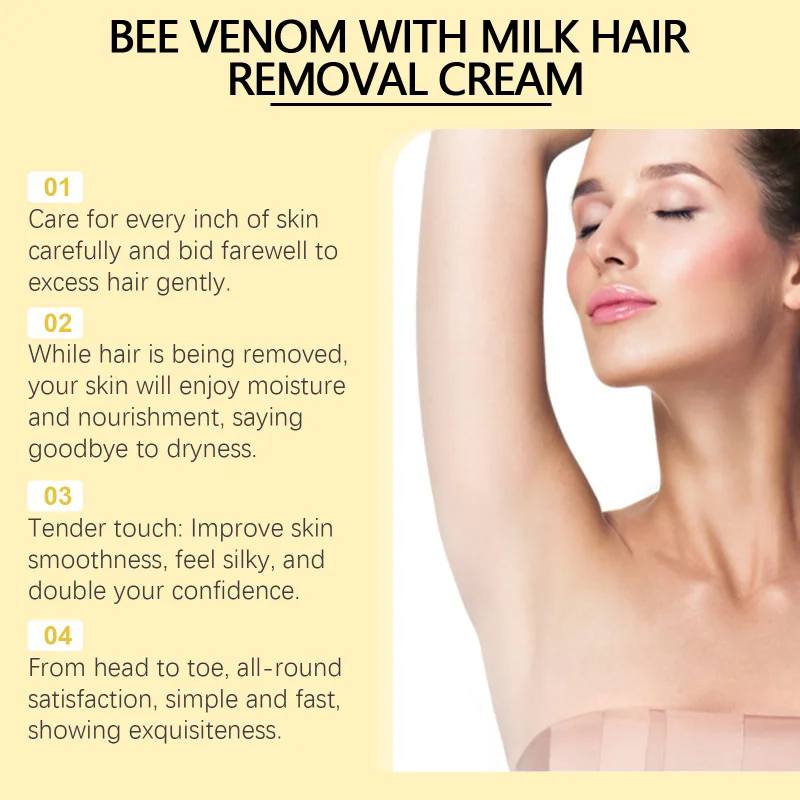 Crema depilatoria idratante al latte di veleno d'api - Delicata per corpo, ascelle, mani e gambe, nutriente per la pelle_voghion.com
