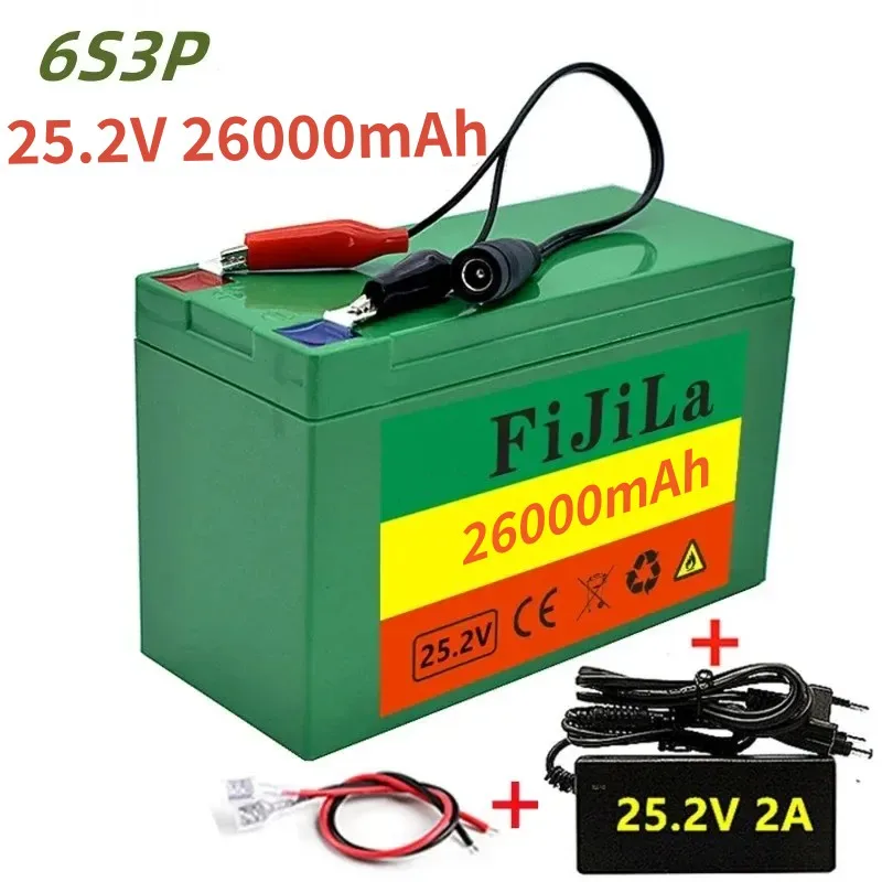 100% новый 6s3p 26Ah 18650 литиевый аккумулятор 25,2 V 26000mAh Электрический/литий-ионный аккумулятор с зарядным устройством 2A